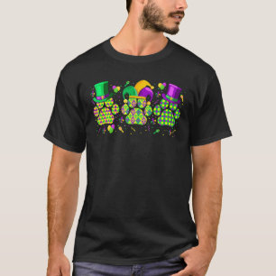 Mardi Gras Dog Paw Print Dog Mom Dad Pet Funny Cut T-Shirt