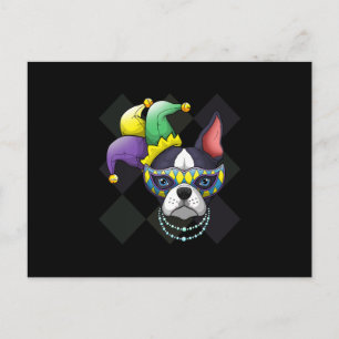 Mardi Gras Dog Shirt Funny Boston Terrier Lover Postcard