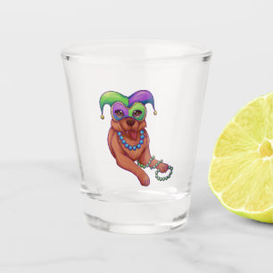 Mardi Gras Dog Shot Glass