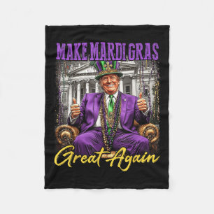 Mardi Gras Donald Trump Great Again American Flag Fleece Blanket