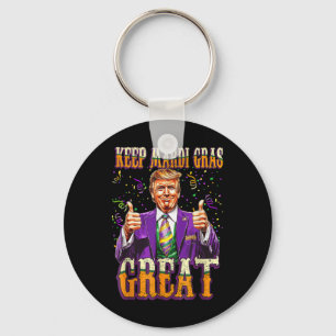 Mardi Gras Donald Trump Great Again American Flag Key Ring