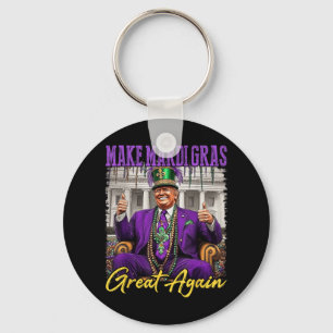 Mardi Gras Donald Trump Great Again American Flag Key Ring