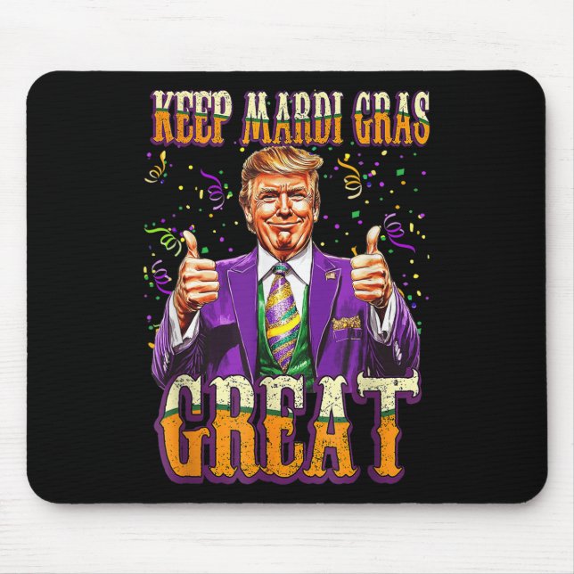 Mardi Gras Donald Trump Great Again American Flag Mouse Mat (Front)