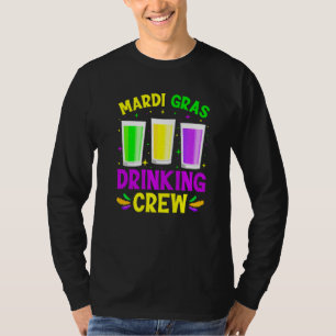 Mardi Gras Drinking Crew Mask Beads Men Women Cos T-Shirt