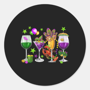 Mardi Gras Drinks New Orleans Funny Costume Women Classic Round Sticker