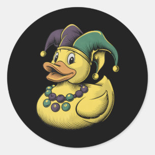 Mardi Gras Duck Rubber Ducky Costume Louisiana Lai Classic Round Sticker