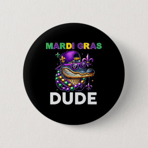 Mardi Gras Dude Alligator Mardigator Crocodile Kid 6 Cm Round Badge