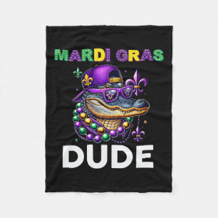 Mardi Gras Dude Alligator Mardigator Crocodile Kid Fleece Blanket