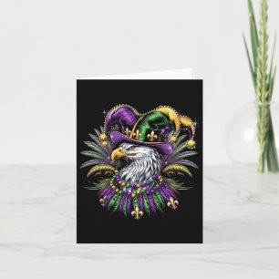 Mardi Gras Eagle Art With Jester Hat And Festive B Card