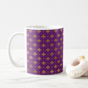 Mardi Gras Elegant Golden Fleur De Lis Squares Coffee Mug