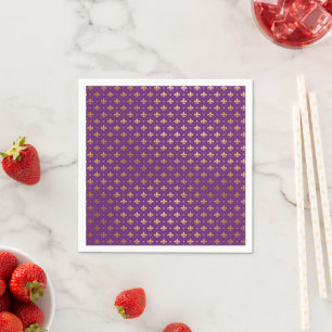 Mardi Gras Elegant Golden Fleur De Lis Squares Napkin