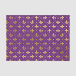 Mardi Gras Elegant Golden Fleur De Lis Squares Tissue Paper