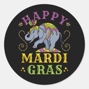 Mardi Gras Elephant Carnival Classic Round Sticker