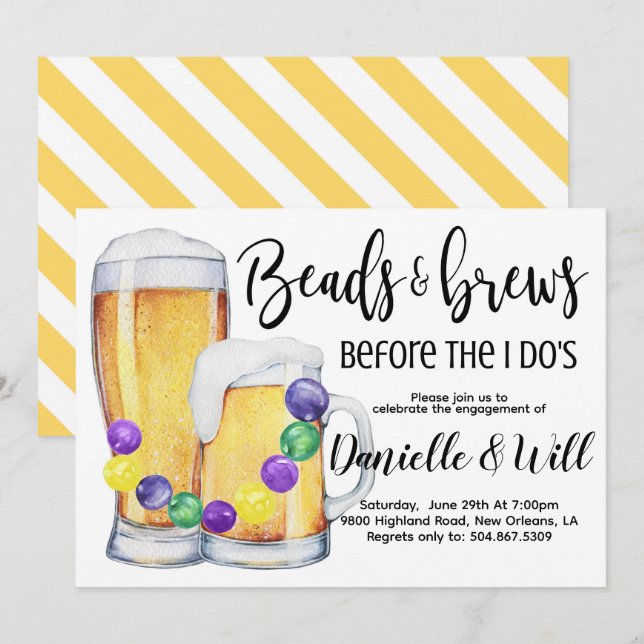 Mardi Gras Engagement Invitation (Front/Back)