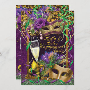 Mardi Gras Engagement Party Invitation