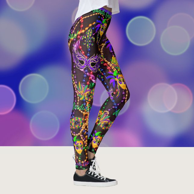Mardi Gras Everything Beads Masks Party Leggings (Creator Uploaded)