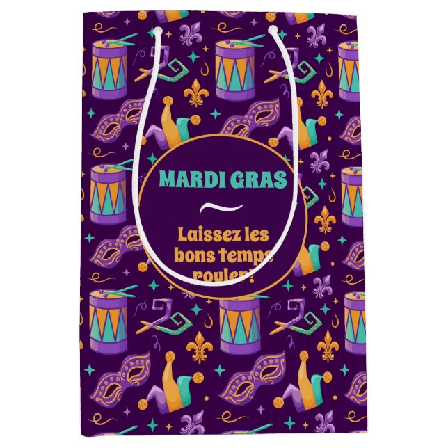 Mardi Gras Fat Tuesday Carnival Medium Gift Bag (Front)