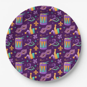 Mardi Gras Fat Tuesday Carnival Paper Plate