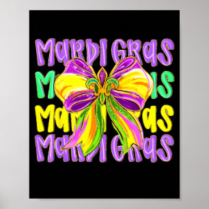 Mardi Gras Fat Tuesday Cute Coquette Bow Kids Girl Poster