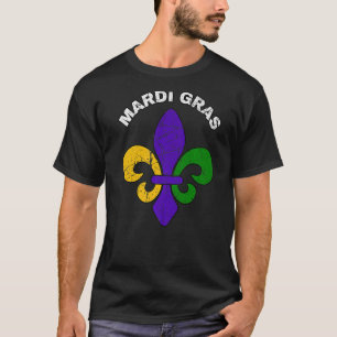 Mardi Gras Fat Tuesday Fleur De Lis Carnival Distr T-Shirt