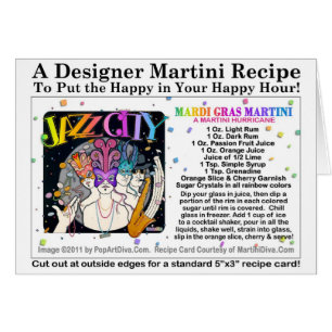 Mardi Gras - Fat Tuesday Martini Recipe Card