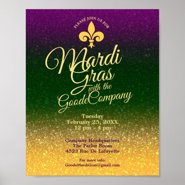 Mardi Gras Fat Tuesday | Office Breakroom Building Poster (Front)