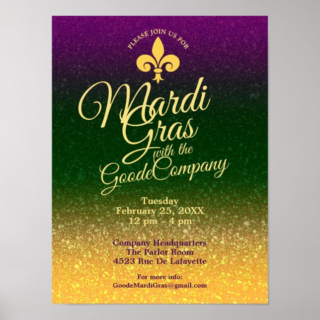 Mardi Gras Fat Tuesday | Office Breakroom Large Poster (Front)