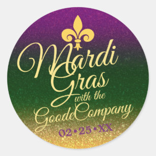 Mardi Gras Fat Tuesday   Party Favour Souvenir Classic Round Sticker