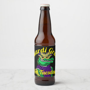 Mardi Gras Fat Tuesday Party Gator Beer Bottle Label