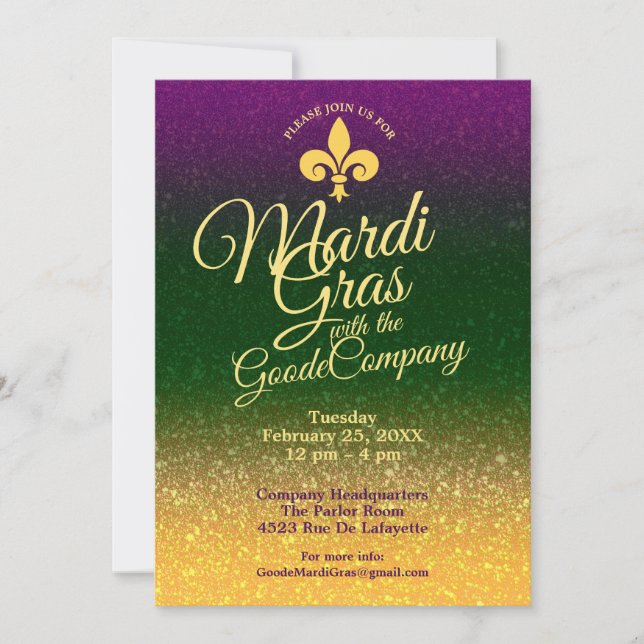 Mardi Gras Fat Tuesday | Party Invitation (Front)
