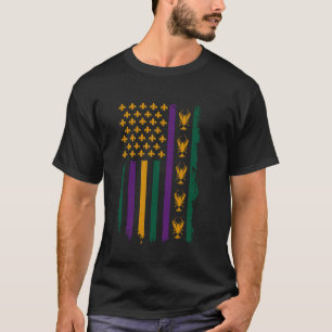 Mardi Gras Fat Tuesday USA Flag Party Crawfish Mar T-Shirt
