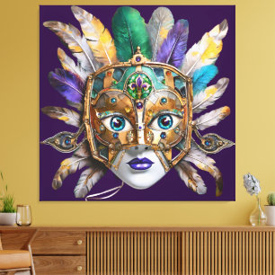 Mardi Gras Feather and Metal Mask Canvas Print