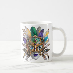 Mardi Gras Feather and Metal Mask Coffee Mug