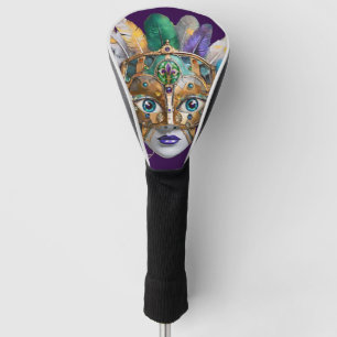Mardi Gras Feather and Metal Mask Golf Head Cover