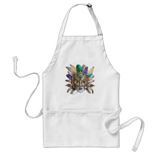 Mardi Gras Feather and Metal Mask Standard Apron