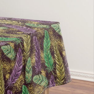 Mardi Gras Feather Pattern Tablecloth