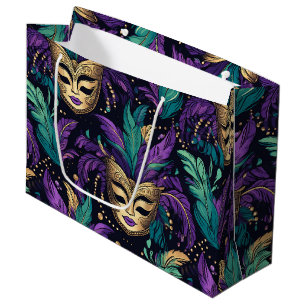 Mardi Gras Feathers And Mask Large Gift Bag