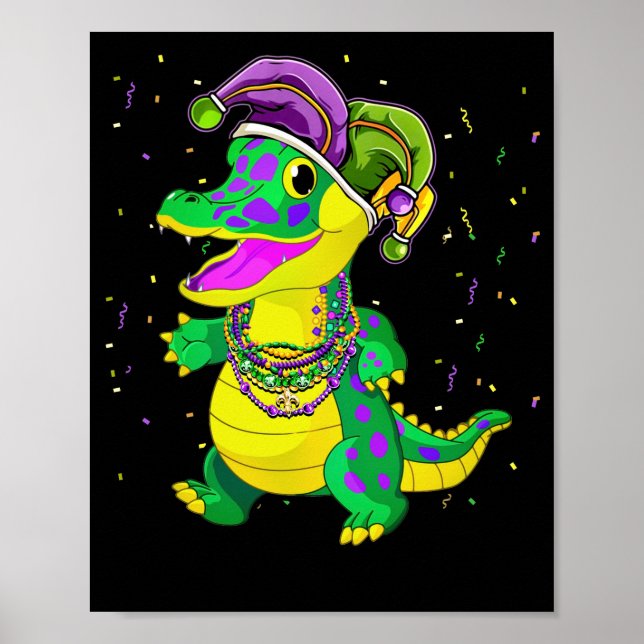 Mardi Gras Festival Alligator Poster (Front)