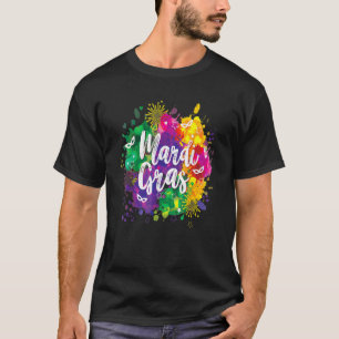 Mardi Gras Festival Jester Hat Beads Mask Women Me T-Shirt