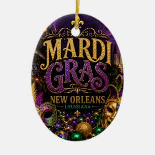 Mardi Gras Festival New Orleans Louisiana Ceramic Tree Decoration
