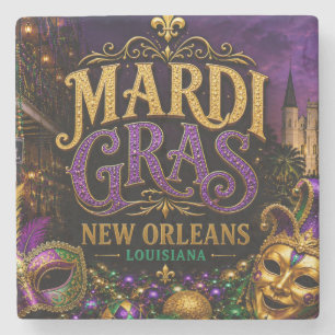 Mardi Gras Festival New Orleans Louisiana Stone Coaster