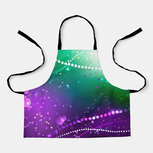 Mardi Gras Festive Purple Background Apron (Front)