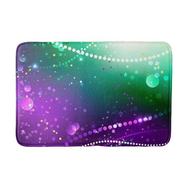 Mardi Gras Festive Purple Background Bath Mat (Front)