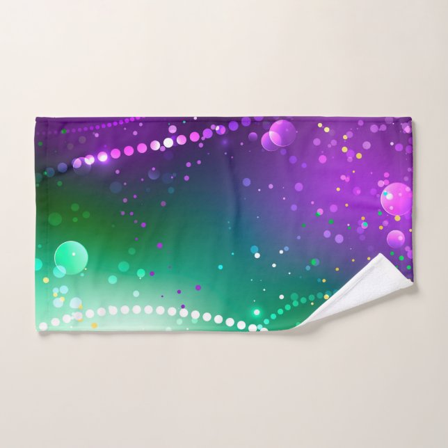 Mardi Gras Festive Purple Background Bath Towel Set (Hand Towel)