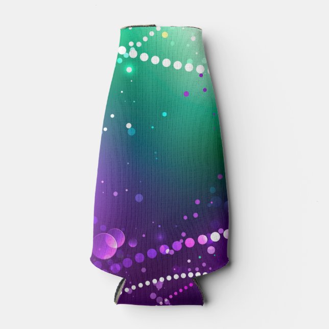 Mardi Gras Festive Purple Background Bottle Cooler (Front)