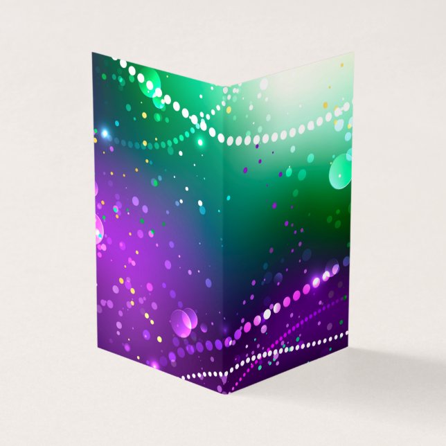 Mardi Gras Festive Purple Background Business Card (Outside)
