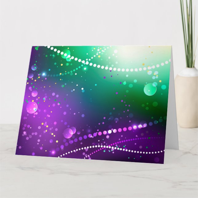 Mardi Gras Festive Purple Background Card (Front)