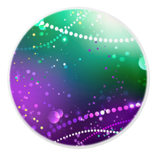 Mardi Gras Festive Purple Background Ceramic Knob