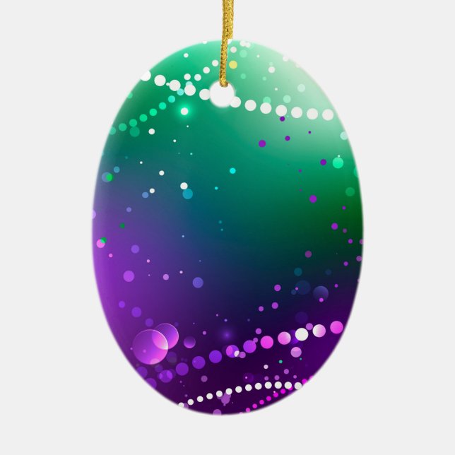 Mardi Gras Festive Purple Background Ceramic Tree Decoration (Front)