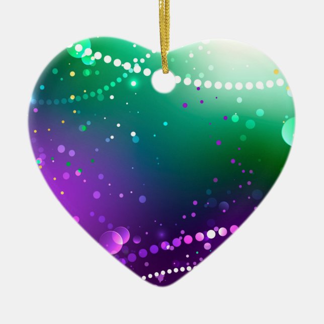 Mardi Gras Festive Purple Background Ceramic Tree Decoration (Front)